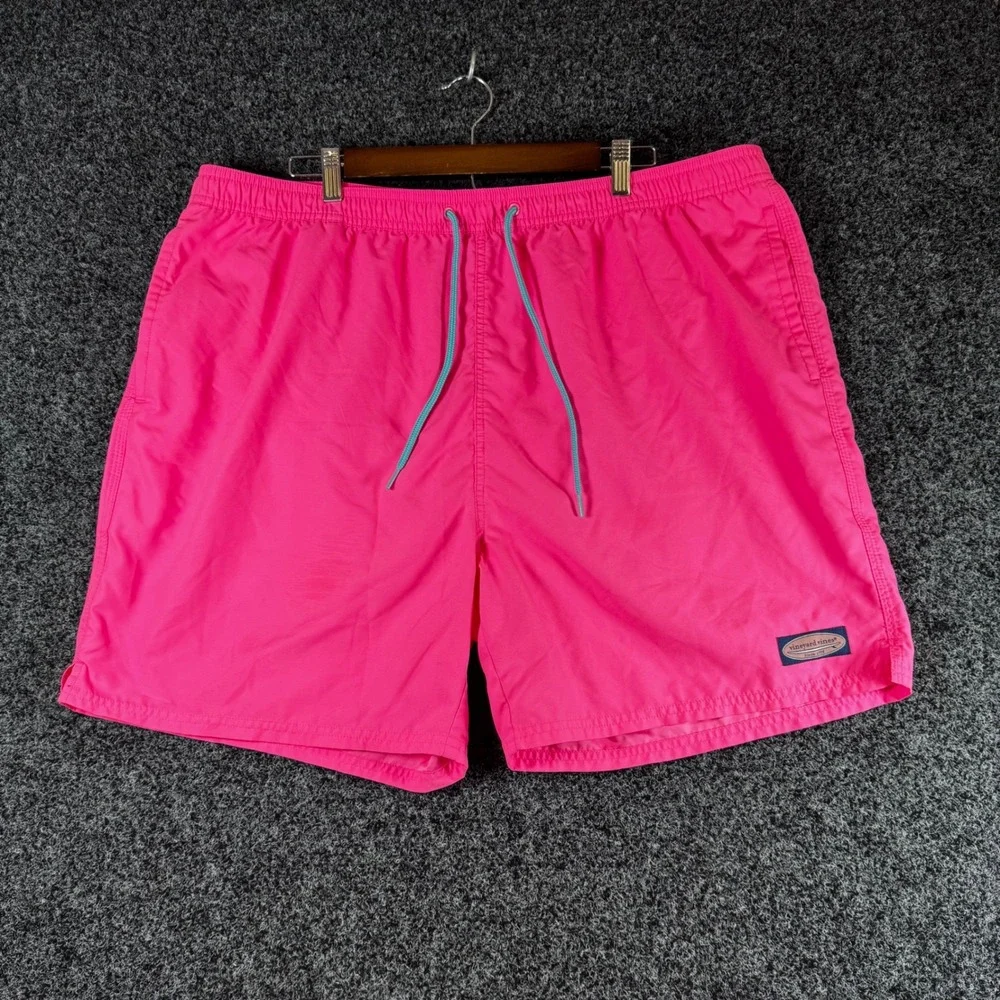 Vineyard Vines Mens XXL Neon Pink Board Shorts Swim Trunks Mesh Lined Preppy